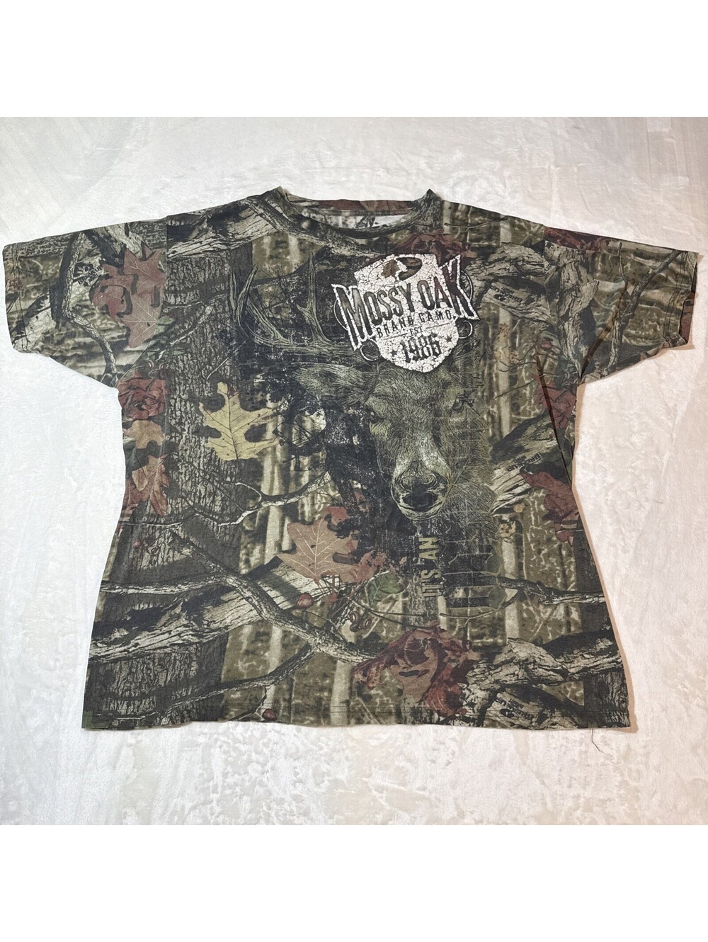 Mossy Oak Men's Shirt Top Green Camouflage Casual Hunting Tee XXL